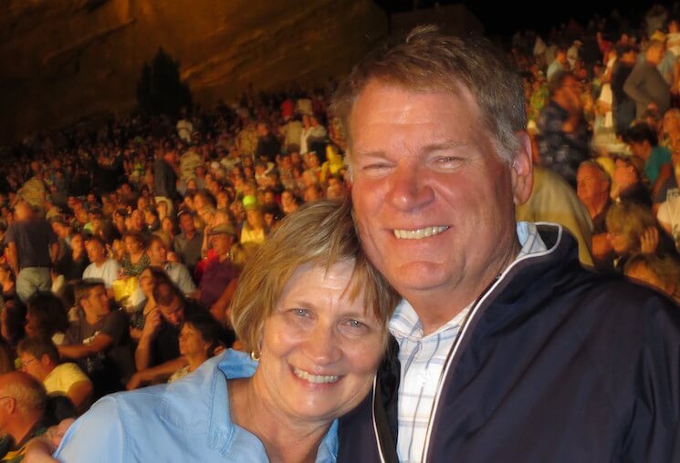 Volunteer Dave Aldridge with his wife Nancy at the Beach Boys 50th Anniversary Reunion Tour at Red Rocks 2