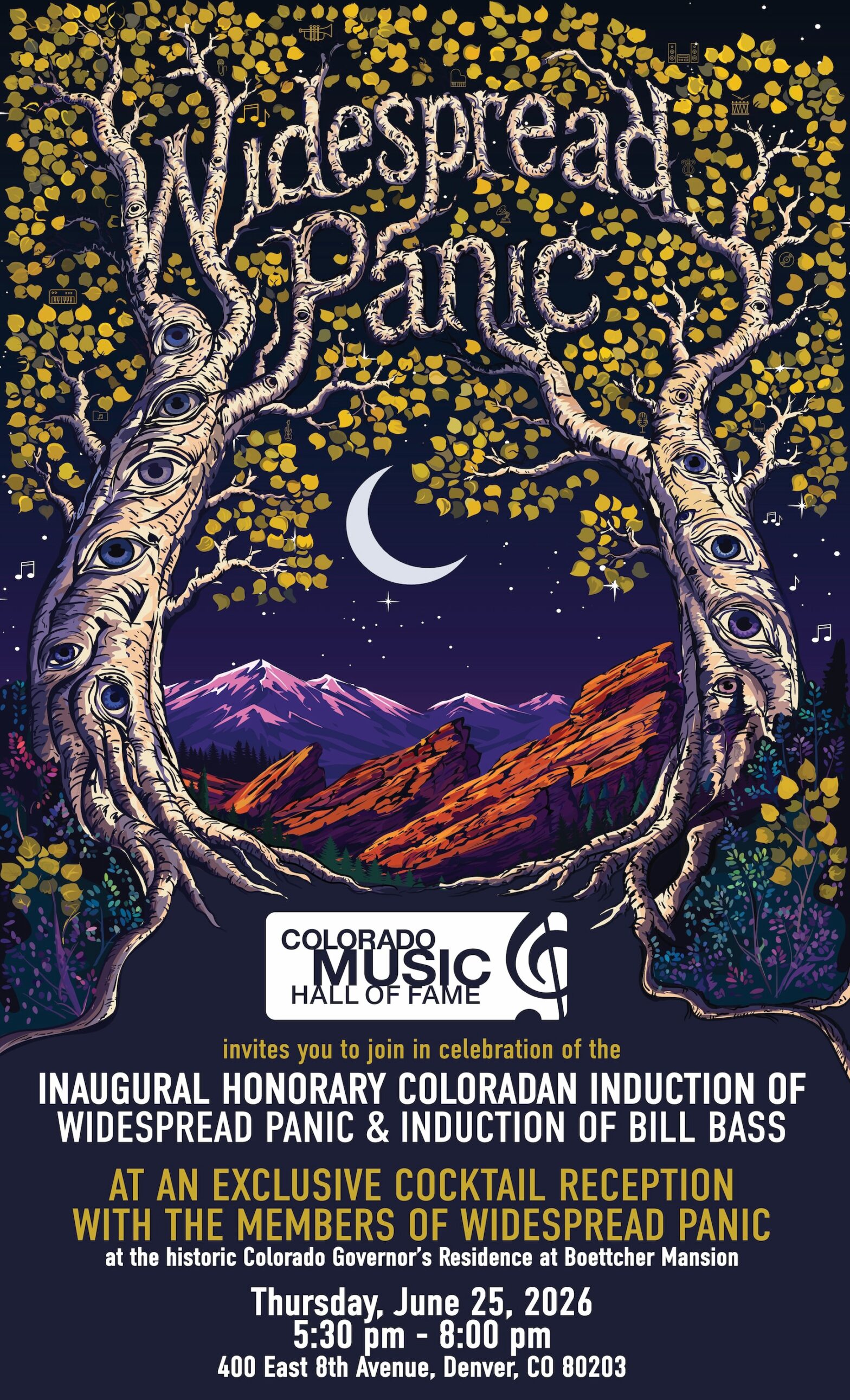 Featured image for post: Honorary Coloradan Induction of Widespread Panic & Induction of Bill Bass